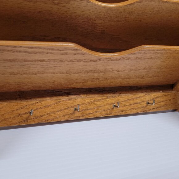 Heartland Farmhouse Wood Mail Sorter Holder Wall Mount 4 Key Rack 12" x 12'' - Picture 4 of 5